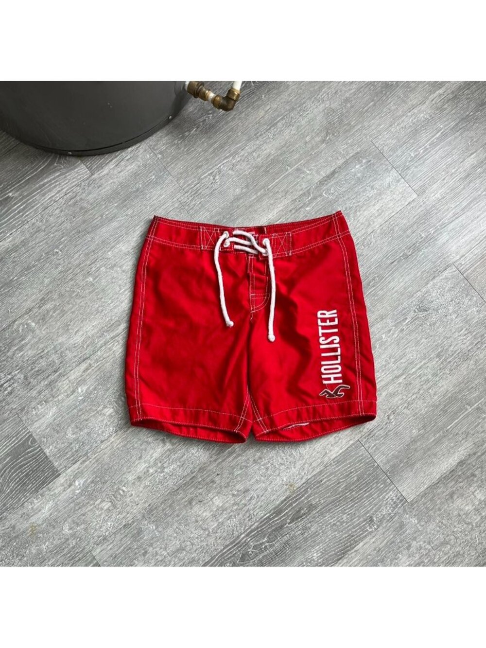 Red / White Vintage Early 2000’s Hollister Embroidered Board Shorts